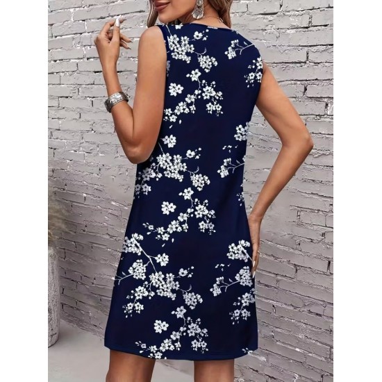 Kadın Askılı Kolsuz Bisiklet Yaka Desenli Kısa Süprem Elbise , 31874