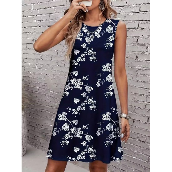 Kadın Askılı Kolsuz Bisiklet Yaka Desenli Kısa Süprem Elbise , 31874