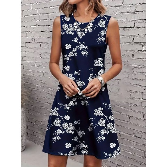 Kadın Askılı Kolsuz Bisiklet Yaka Desenli Kısa Süprem Elbise , 31874