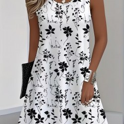 Kadın Askılı Yuvarlak Yakalı Desenli Kısa Süprem Elbise , 31873