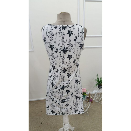 Kadın Askılı Yuvarlak Yakalı Desenli Kısa Süprem Elbise , 31873