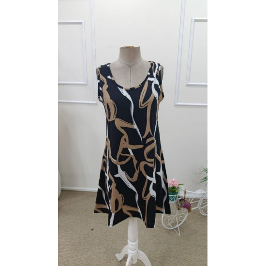 Kadın Askılı Yuvarlak Yakalı Desenli Kısa Süprem Elbise , 31870