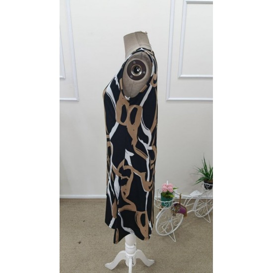 Kadın Askılı Yuvarlak Yakalı Desenli Kısa Süprem Elbise , 31870