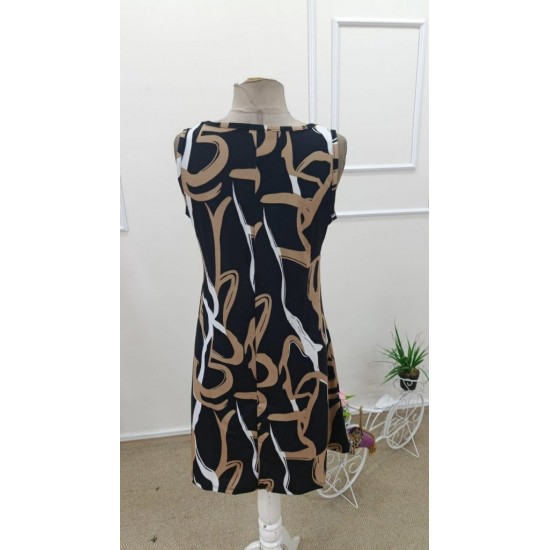 Kadın Askılı Yuvarlak Yakalı Desenli Kısa Süprem Elbise , 31870