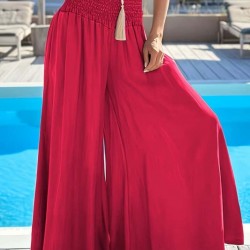 Kadın Yüksek Belli Lastikli Geniş Parçalı Pantolon , 31868