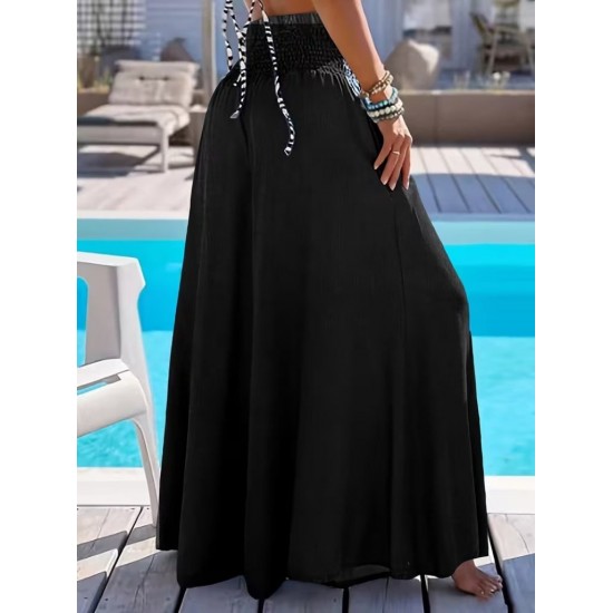 Kadın Yüksek Belli Lastikli Geniş Parçalı Pantolon , 31866 Kadın Yüksek Belli Lastikli Geniş Parçalı Pantolon , 31866