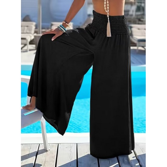 Kadın Yüksek Belli Lastikli Geniş Parçalı Pantolon , 31866 Kadın Yüksek Belli Lastikli Geniş Parçalı Pantolon , 31866