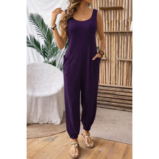 Kadın Askılı Yuvarlak Yakalı Cep Detaylı Viskon Tulum, 31893 Kadın Askılı Yuvarlak Yakalı Cep Detaylı Viskon Tulum, 31893