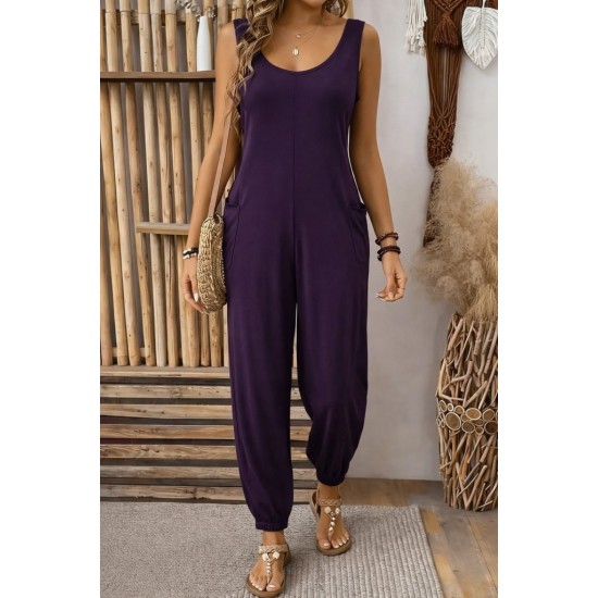 Kadın Askılı Yuvarlak Yakalı Cep Detaylı Viskon Tulum, 31893 Kadın Askılı Yuvarlak Yakalı Cep Detaylı Viskon Tulum, 31893