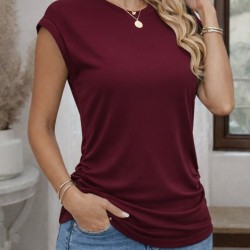 Kadın Kısa Kollu Bisiklet Yaka Yanlardan Büzgülü Iskon Bluz, 31889 Kadın Kısa Kollu Bisiklet Yaka Yanlardan Büzgülü Iskon Bluz, 31889