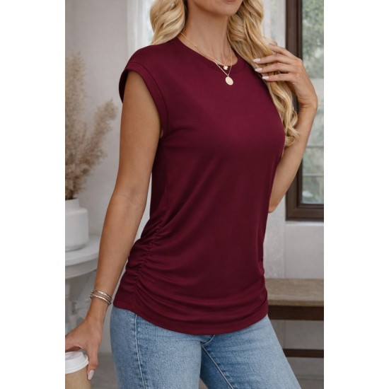 Kadın Kısa Kollu Bisiklet Yaka Yanlardan Büzgülü Iskon Bluz, 31889 Kadın Kısa Kollu Bisiklet Yaka Yanlardan Büzgülü Iskon Bluz, 31889