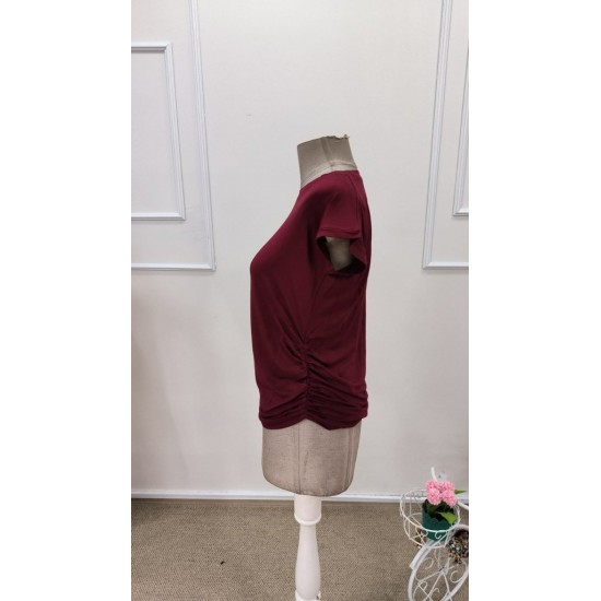 Kadın Kısa Kollu Bisiklet Yaka Yanlardan Büzgülü Iskon Bluz, 31889 Kadın Kısa Kollu Bisiklet Yaka Yanlardan Büzgülü Iskon Bluz, 31889