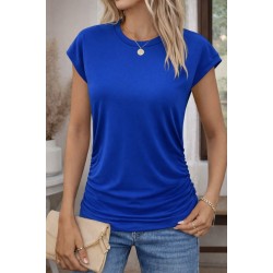 Kadın Kısa Kollu Bisiklet Yaka Yanlardan Büzgülü Iskon Bluz, 31888 Kadın Kısa Kollu Bisiklet Yaka Yanlardan Büzgülü Iskon Bluz, 31888