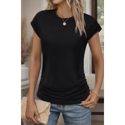 Kadın Kısa Kollu Bisiklet Yaka Yanlardan Büzgülü Iskon Bluz, 31886 Kadın Kısa Kollu Bisiklet Yaka Yanlardan Büzgülü Iskon Bluz, 31886