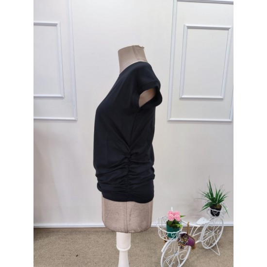 Kadın Kısa Kollu Bisiklet Yaka Yanlardan Büzgülü Iskon Bluz, 31886 Kadın Kısa Kollu Bisiklet Yaka Yanlardan Büzgülü Iskon Bluz, 31886