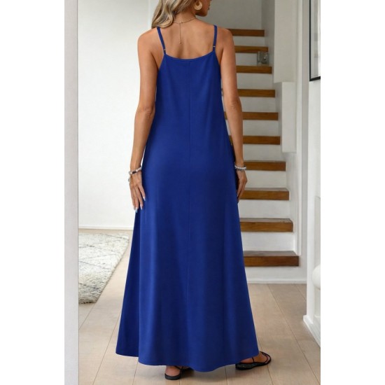 Kadın Ip Askılı V şerit Yakalı Uzun Viskon Elbise , 31903