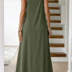 Kadın Ip Askılı V şerit Yakalı Uzun Viskon Elbise , 31902