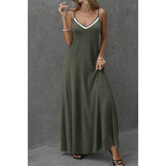 Kadın Ip Askılı V şerit Yakalı Uzun Viskon Elbise , 31902