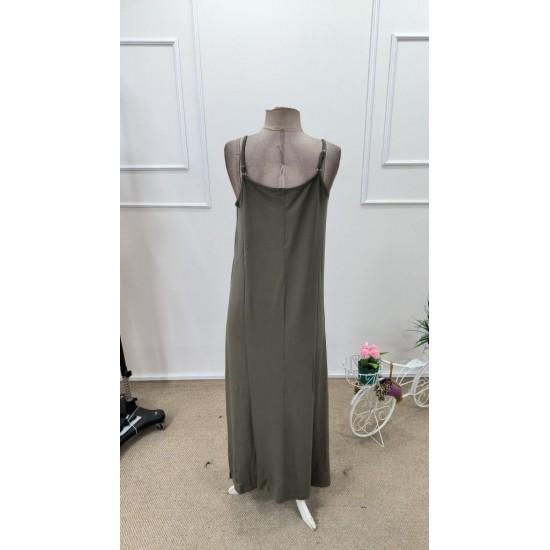 Kadın Ip Askılı V şerit Yakalı Uzun Viskon Elbise , 31902