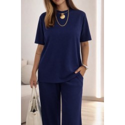 Kadın Kısa Kollu Bisiklet Yaka Viskon Iki Iplik Bluz Ve Pantolon Ikili Takım , 31921 Kadın Kısa Kollu Bisiklet Yaka Viskon Iki Iplik Bluz Ve Pantolon Ikili Takım , 31921