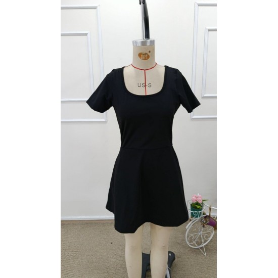 Kadın Kısa Kollu Kare Yakalı Cep Detaylı Dalgıç Elbise Tulum, 31914