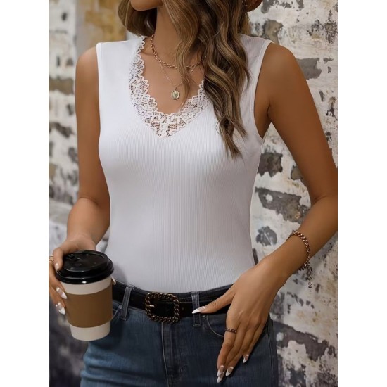 Kadın Askılı V Dantel Yakalı Kaşkorse Bluz , 31925