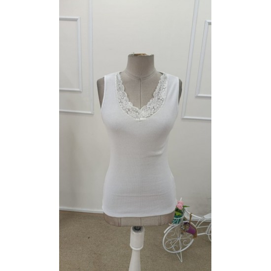 Kadın Askılı V Dantel Yakalı Kaşkorse Bluz , 31925