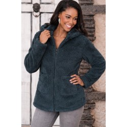 Kadın Uzun Kollu Kapşonlu önden Fermuarlı Cepli Welsoft Ceket, 31927