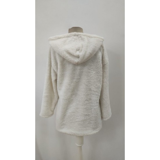 Kadın Uzun Kollu Kapşonlu önden Fermuarlı Cepli Welsoft Ceket, 31926