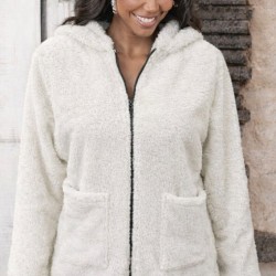 Kadın Uzun Kollu Kapşonlu önden Fermuarlı Cepli Welsoft Ceket, 31926