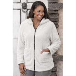 Kadın Uzun Kollu Kapşonlu önden Fermuarlı Cepli Welsoft Ceket, 31926