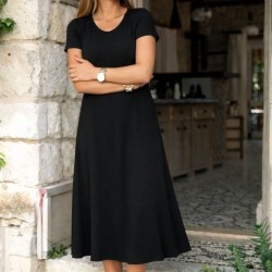 Kadın Kısa Kollu V Yakalı Yırtmaçlı Midi Viskon Elbise , 31951 Kadın Kısa Kollu V Yakalı Yırtmaçlı Midi Viskon Elbise , 31951