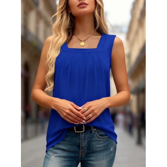 Kadın Askılı Geometrik Yaka Detaylı Pileli Viskon Bluz, 31950