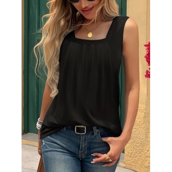 Kadın Askılı Geometrik Yaka Detaylı Pileli Viskon Bluz, 31948