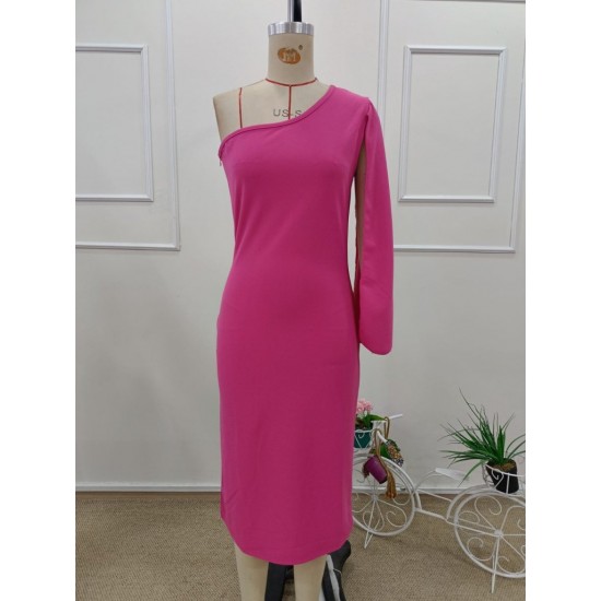 Kadın Tek Omuzu Açık Omuzdan Pelerinli Midi Ithal Krep Elbise , 31946