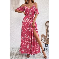 Kadın Ip Askılı Kısa Kollu Kruvaze Yakalı Yırtmaçlı Desenli Süprem Elbise, 31942 Kadın Ip Askılı Kısa Kollu Kruvaze Yakalı Yırtmaçlı Desenli Süprem Elbise, 31942