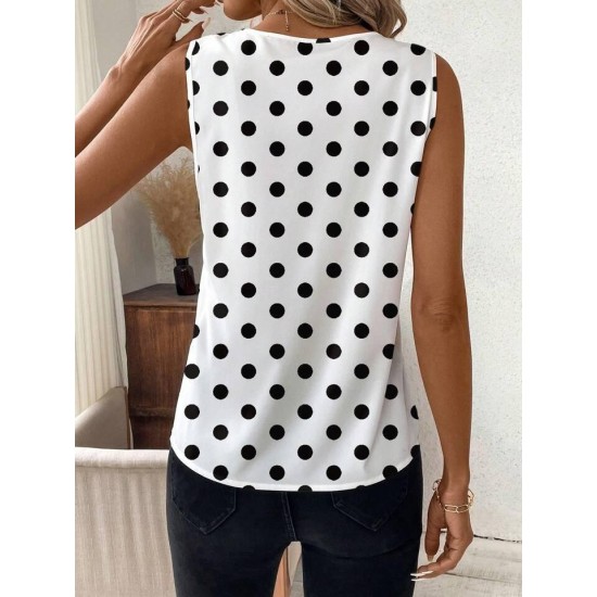 Kadın Askılı V Yakalı Puantiyeli Süprem Bluz , 31938