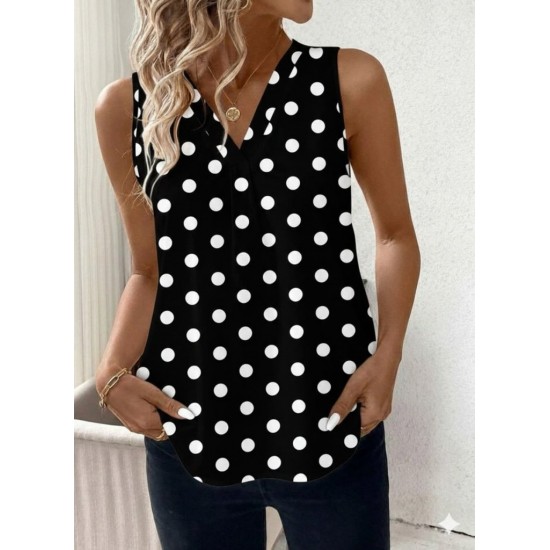 Kadın Askılı V Yakalı Puantiyeli Süprem Bluz , 31937