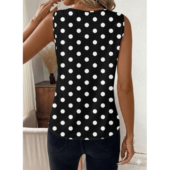 Kadın Askılı V Yakalı Puantiyeli Süprem Bluz , 31937