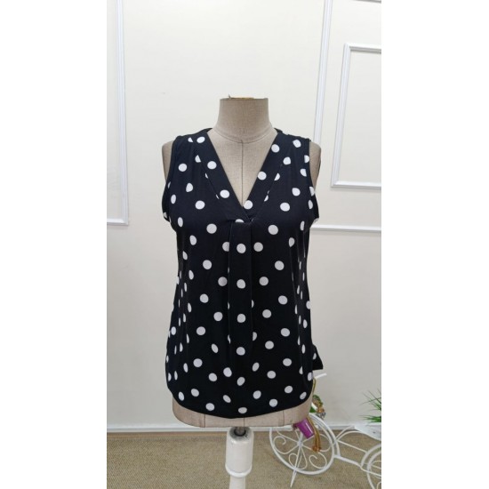 Kadın Askılı V Yakalı Puantiyeli Süprem Bluz , 31937