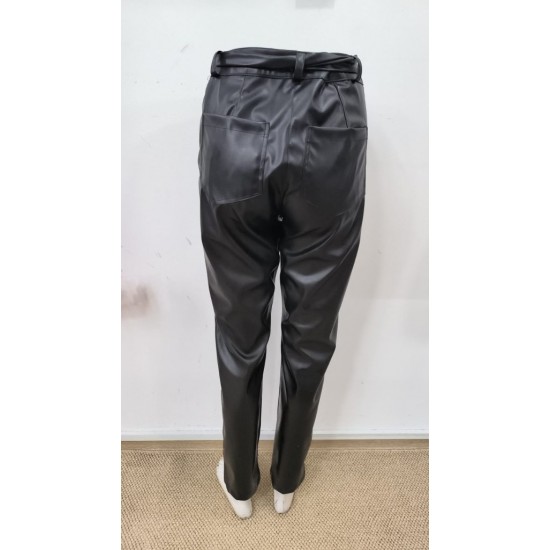 Kadın Yüksek Bel Kuşaklı Deri Pantolon , 31935