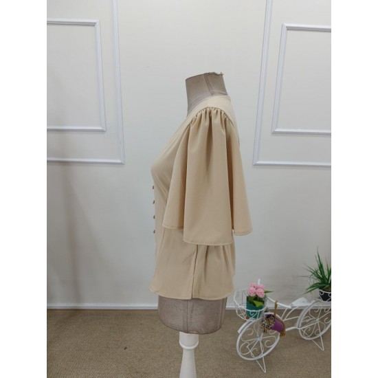 Kadın Kısa Kollu önden Düğmeli Ithal Krep Bluz , 31933 Kadın Kısa Kollu önden Düğmeli Ithal Krep Bluz , 31933