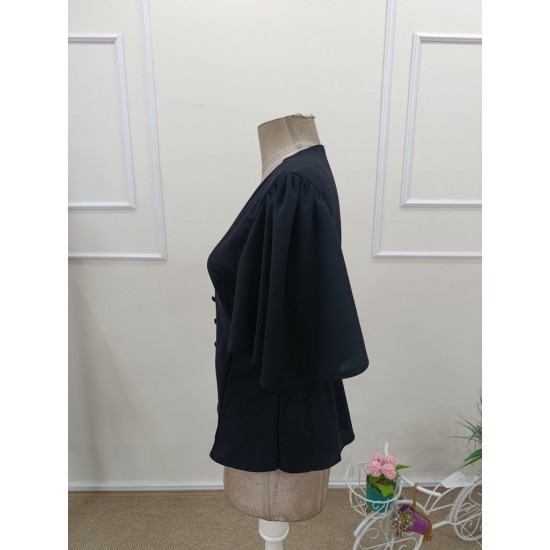 Kadın Kısa Kollu önden Düğmeli Ithal Krep Bluz , 31932 Kadın Kısa Kollu önden Düğmeli Ithal Krep Bluz , 31932