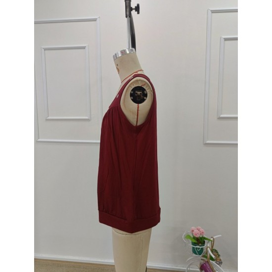 Kadın Askılı Geometrik Yaka Kuş Gözü Detaylı Viskon Bluz , 31931