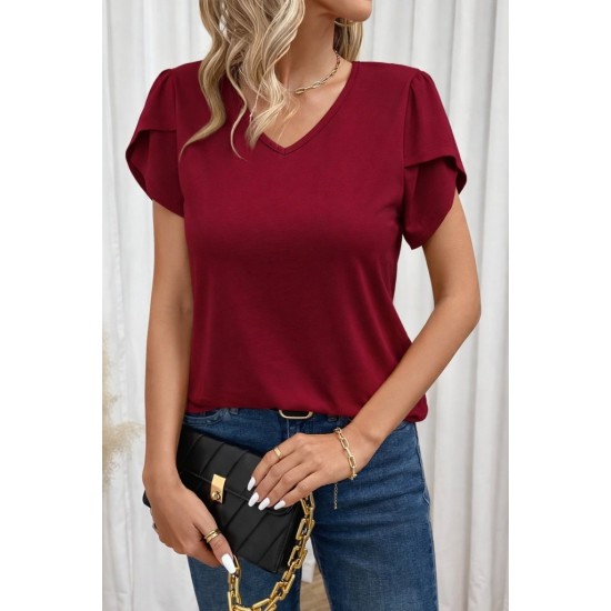 Kadın Kısa Kollu V Yakalı Viskon Bluz , 31958 Kadın Kısa Kollu V Yakalı Viskon Bluz , 31958