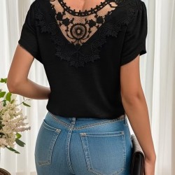 Kadın Kısa Kollu V Yakalı Viskon Bluz , 31956