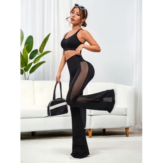 Kadın Yüksek Bel Yandan File Görünümlü Dalgıç Tayt , 31976