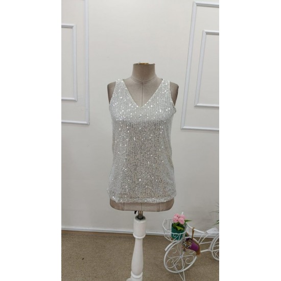 Kadın Askılı V Yakalı Pulpayetli Bluz, 31975