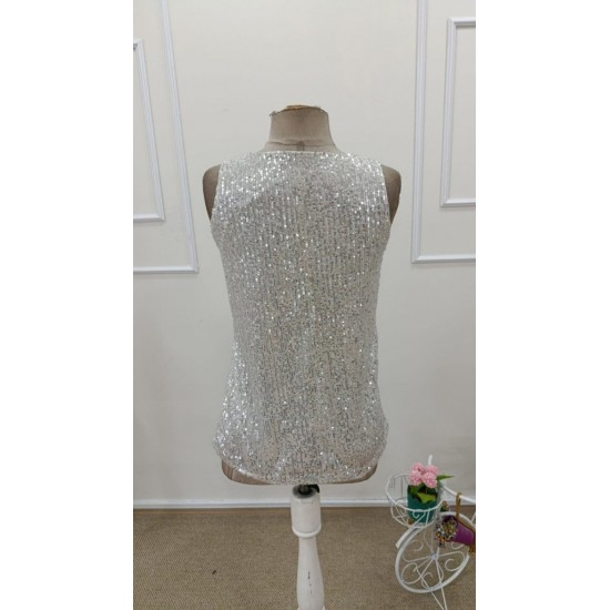 Kadın Askılı V Yakalı Pulpayetli Bluz, 31975