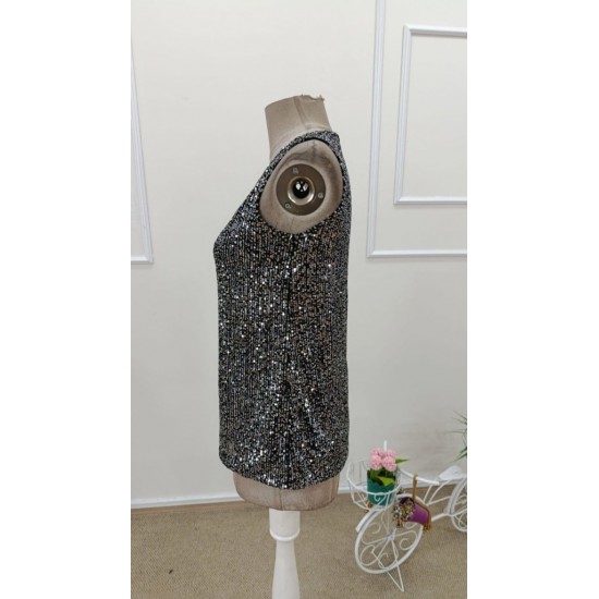 Kadın Askılı V Yakalı Pulpayetli Bluz, 31973